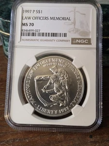 1997 Law Officers Memorial Silver Dollar MS70 NGC Certified - Picture 1 of 4