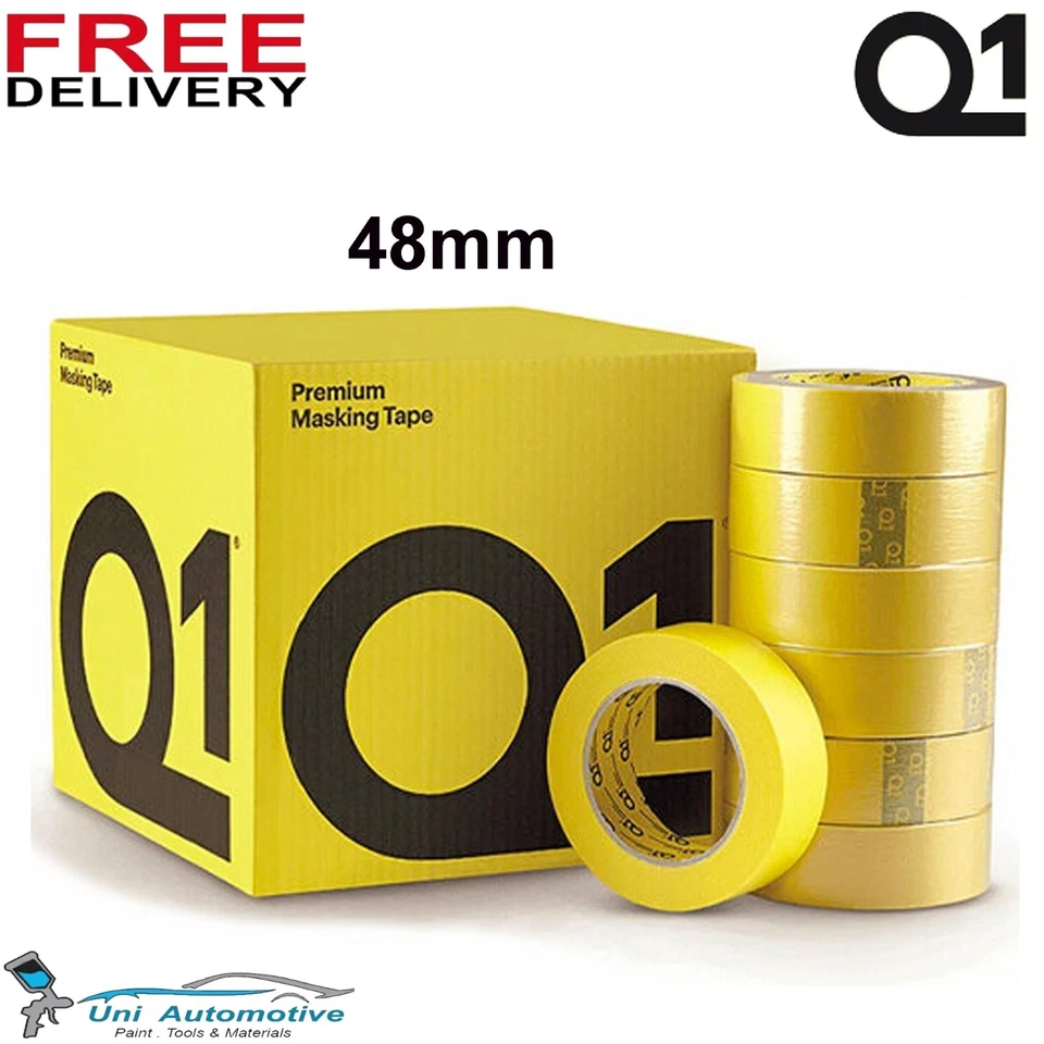 Q1 PREMIUM AUTOMOTIVE MASKING TAPE 110c -Box of 2" Inch 48mm x 50m 20 Rolls - Image 1 of 1