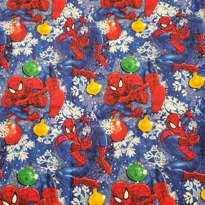 Spiderman Christmas Fabric Marvel Camelot 28x44" Snowflakes Ornaments Cotton - Image 1 of 4