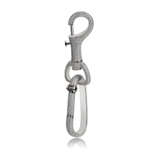 Mosquetón de cadena para llave de coche helado 18K para hombre, chapado en oro de lujo completo... - Imagen 1 de 9