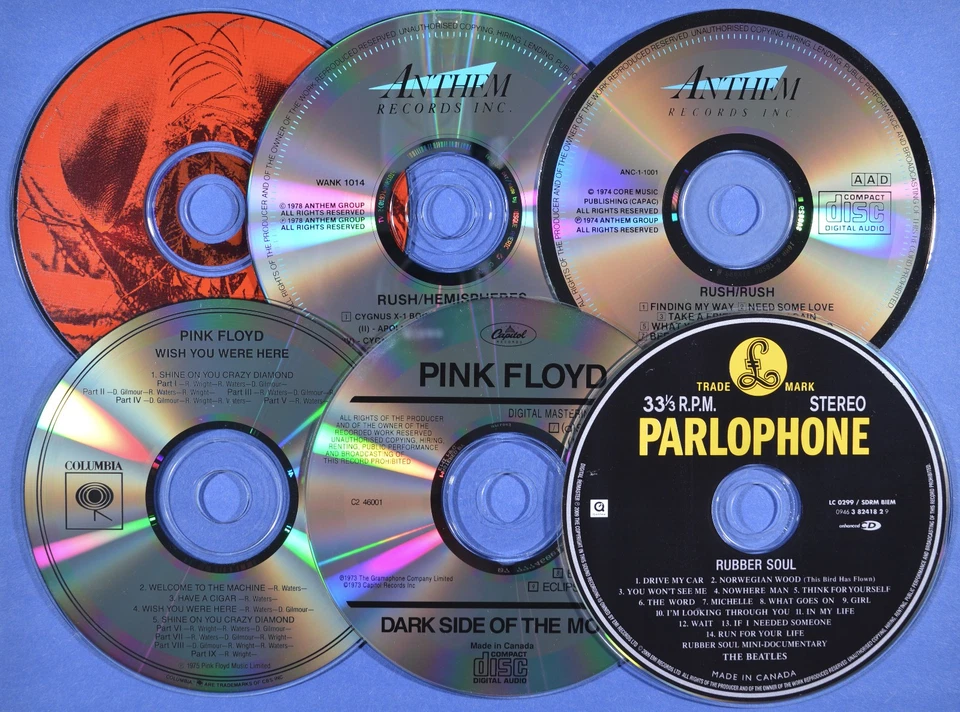 Rush (x2), Pink Floyd (x2), The Beatles, Alice in Chains cd lot [discs only] - Изображение 1 из 4