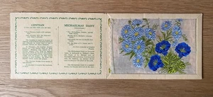 Kensitas Flowers Embroidered Silk Tobacco Card - Gentian & Michaelmas Daisy - Picture 1 of 5
