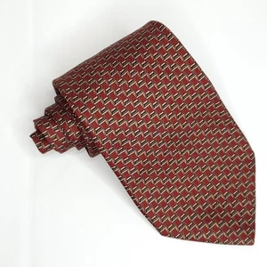 Valentino Cravette 100% Silk Tie Necktie Burgundy Red Gray Tan Geometric - Picture 1 of 5