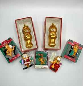 Garfield Christmas Ornament Lot of 7 Assorted Kurt Adler, Hallmark, PAWS, Enesco - Picture 1 of 17