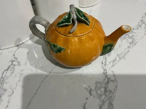 Vintage Bordallo Pinheiro Orange Teapot Citrus Fruit Leaves Portugal Whimsical - Picture 1 of 10