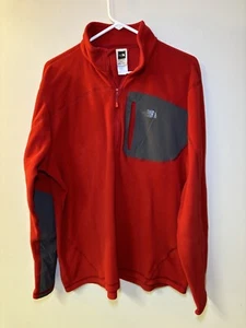 The North Face Apex Soft Shell Fleece Jacket 2014 Mens X-Large Red Gray 1/4 Zip - Picture 1 of 11