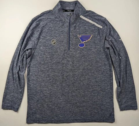 FANATICS St Louis Blues NHL Pullover Heather Blue 1/4 Zip Sweater Men XL Cover