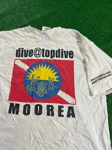 Vintage Top Dive Moorea T-Shirt Gr. XL weiß getragen Tauchen TOPDIVE Tauchshop - Bild 1 von 3