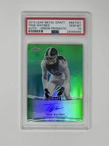 2015 Leaf Metal Draft Trae Waynes Auto Green Prismatic /10 #BATW1 PSA 10 - Picture 1 of 2