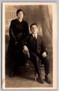 Montreal Quebec Canada Well Dressed Couple portrait Real Photo RPPC c1920s - Picture 1 of 2