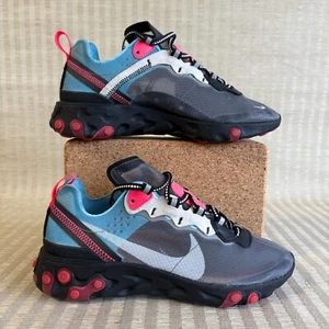 Nike React Element 87 AQ1090-006 Grey Solar Red Blue Chill Sneakers Size M5 W6.5 - Picture 1 of 20