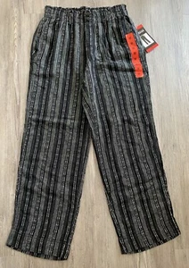 M Briggs Women’s Black White Strip Linen Blend Pull On Pocket Wide Leg Pants NEW - Picture 1 of 4