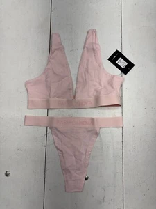 Fashion Nova Blush FN Mood Plunge Bralette Thong Set Womens Size Large - Picture 1 of 6