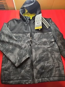 NWT Free Country Kids Boys Super Soft Shell Jacket 4 Black/mapprint - Picture 1 of 2
