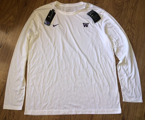 NWT Nike Dri Fit Washington Huskies Mens Long Sleeve Athletic Shirt XL Cover