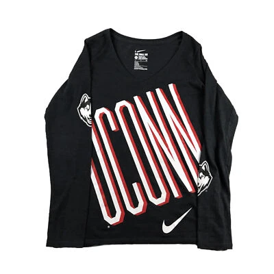 UConn Huskies Shirt Womens Small Gray NCAA Long Sleeves Athletic Cut V Neck Tee - Image 1 of 4