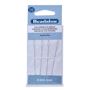 Aguja para ojos plegable Beadalon paquete de 4 agujas de cuentas finas de 2,5 pulgadas - Imagen 1 de 1