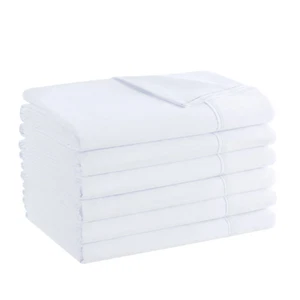 Microfiber Flat Bed Sheets (6 Pack), Color and Size Options, Color Coded Hem - Picture 1 of 45