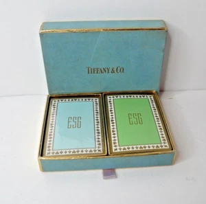 Tarjetas de juego vintage de Tiffany and compañía con monograma ESG dos barajas una sellada - Imagen 1 de 6