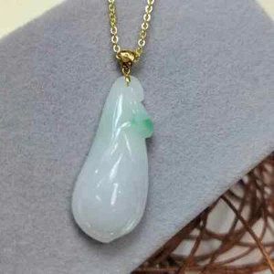 Certified A-Grade Gemstone Women Hand Carved Burmese Green White Flower Jadeite - Picture 1 of 9