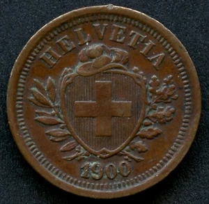 1900 Switzerland 1 Rappen Coin - Picture 1 of 2