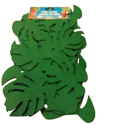 Corredor de mesa de fieltro de hojas tropicales 3 pies verde selva fiesta temática Tiki Luau piscina Foto 1 de 4