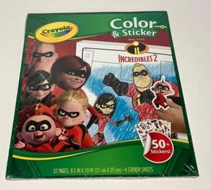 Crayola Disney Pixar Incredibles 2 Color & Sticker Book NEW UNOPENED 2018 - Picture 1 of 2