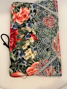 Small Junk Journal Made with Floral Fabric Elastic Tie 5.5"x8.5" - Picture 1 of 6