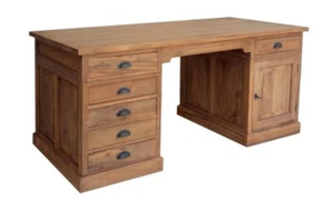 MAIK, Landhaus Schreibtisch Teak Klassiker mit Schubladen und Tür bei Matz Möbel - Bild 1 von 1