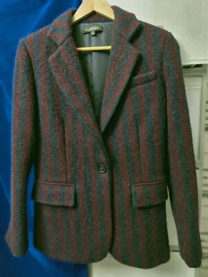 JILL STUART блейзер (куртка) Sz.4/темно-синий и вино полоски/шерсть и альпака/шелк подкладка - Изображение 1 из 4