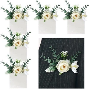 6 Pcs Wedding Boutonniere Pocket Flower Boutonniere for Wedding Ceremony Anni... - Picture 1 of 7