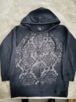 Woman’s DKNY JEANS animal Printed Hoodie Black/Gray -Large - Image 1 of 3