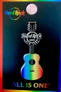 2023 HARD ROCK CAFE NEW YORK GAY PRIDE REGENBOGEN AKUSTIKGITARRE LE PIN - Bild 1 von 2