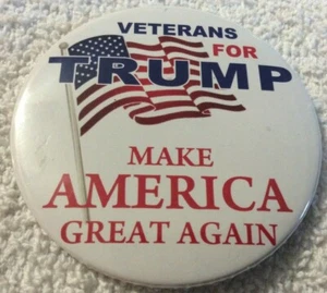 Veterans For Trump Make America Great Again  - Pinback Pin Button 2.75" - Bild 1 von 3