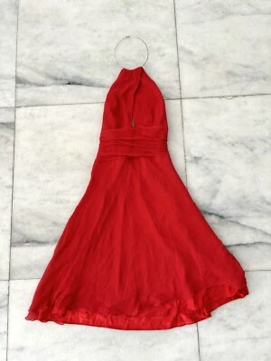 Vestido de cóctel vintage de seda Laundry by Shelli Segal forrado rojo halter talla 4 Foto 1 de 4