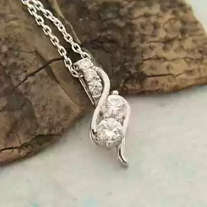 Damen Beauty Anhänger 14K Weißgold vergoldet 2Ct Rundschliff Laborgefertigter Diamant - Bild 1 von 4