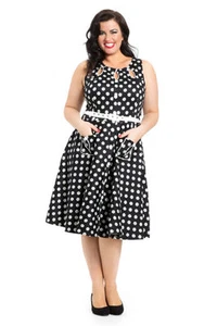 VOODOO VIXEN PIN UP TATTOO SWING ROCKABILLY 50'S POLKA DOT FLAIR DRESS DRA2372PL - Picture 1 of 2