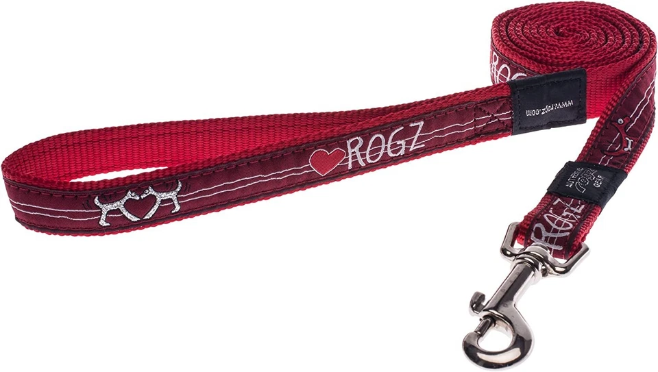Correa para perro - 4,7 pies de largo - fija - BT corazones rojos - grande - ROGZ Foto 1 de 1