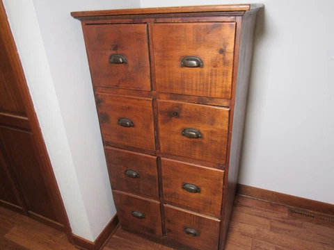 Antique Library Bureau 8 Drawer Wood Office Filing Cabinet Large Vtg Cover