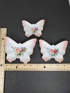 Vintage Set Of 3 Butterfly Trinket Stacking Dishes Excellent Condition Cute - Picture 1 of 6
