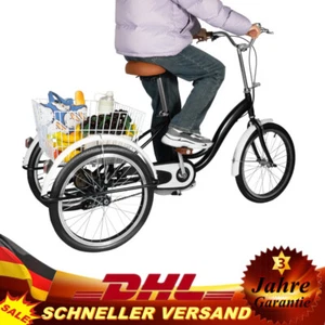 20" Dreirad für Erwachsene 1 Gang Lastenfahrrad Seniorenrad Mit Einkaufskorb DHL - Bild 1 von 14