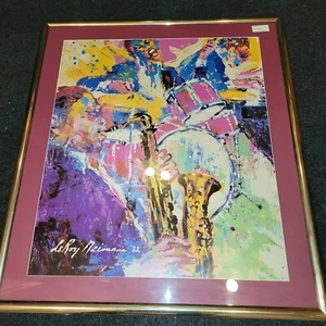 VINTAGE FRAMED LEROY NEIMAN KOOL JAZZ FESTIVAL 1982 ART PRINT NEW ORLEANS TRIO - Picture 1 of 6