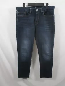 Gap Jeans Herren 34 x 30 schmal blau gerades Bein dunkle Waschung flache Vorderseite Denim verwaschen - Bild 1 von 10