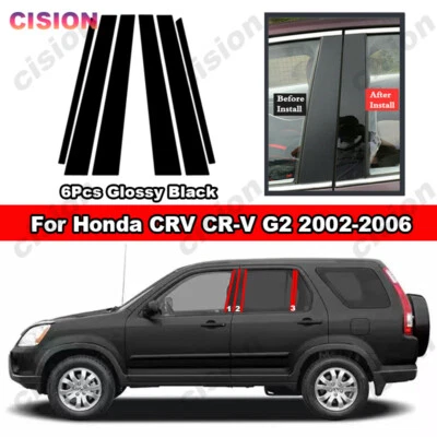 Para Honda CRV CR-V G2 2002-2006 Negro Coche Ventana B C Pilar Poste Cubierta Trim PC Foto 1 de 4