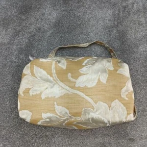 CREMEBRAUNE BLUMENHANDTASCHE SCHULTERTASCHE STRICK GEWEBTE BAUMWOLLE VINTAGE - Bild 1 von 6