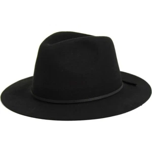 NWOT BRIXTON WESLEY WOOL FELT FEDORA HAT BLACK WOMEN'S SIZE M - Picture 1 of 7