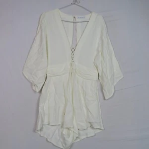 Bec & Bridge Womens Overall Romper 8(AU) or XS White Flared V-Neck Summer - Picture 1 of 8
