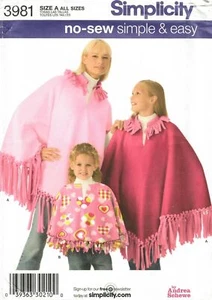 MISS CHILD MÄDCHEN NO-SEW EASY PONCHO in 2 LÄNGEN SCHNITTMUSTER Simplicity 3981 - Bild 1 von 3
