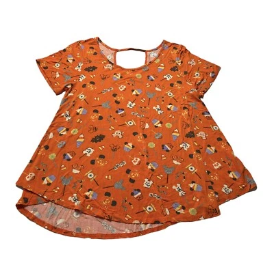 Camiseta para mujer Disney Parks Halloween Snacks Treats cuello en V talla grande naranja Foto 1 de 4