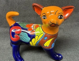 Mexican Talavera Pottery Chihuahua Handcrafted Colorful Dog 8” Long x 7” Tall - Picture 1 of 14
